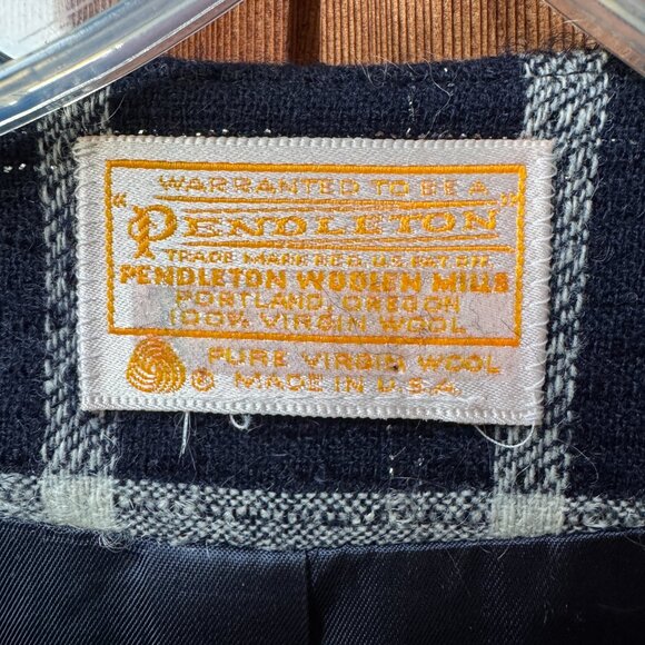 VTG Pendleton Blue Plaid Check Wool 80s Dark Academia USA Women's - Picture 3 of 15